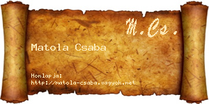 Matola Csaba névjegykártya